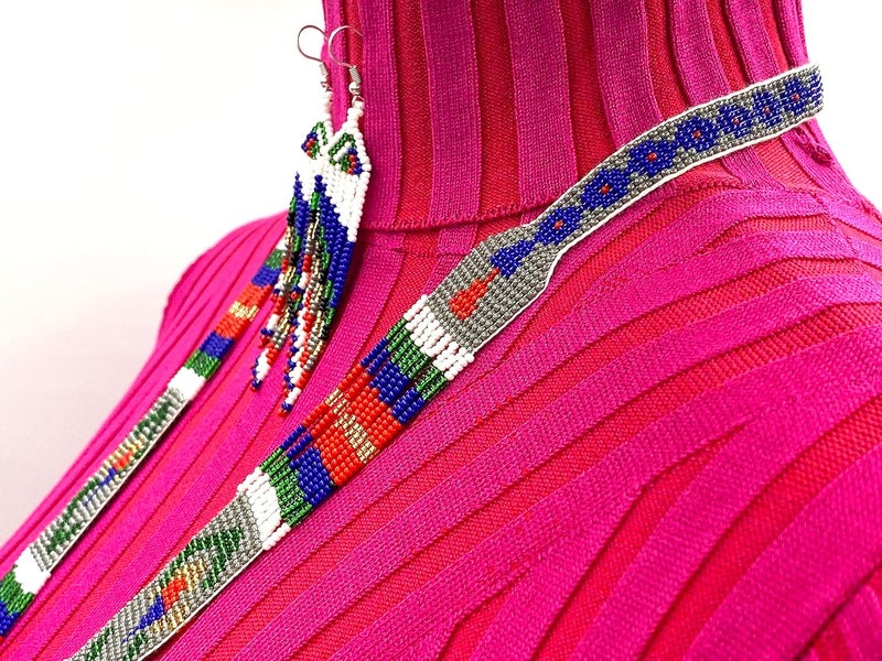 BeadsCorner Native Tribal Style Long Statement Beaded Necklace for Women Handmade - Image 2